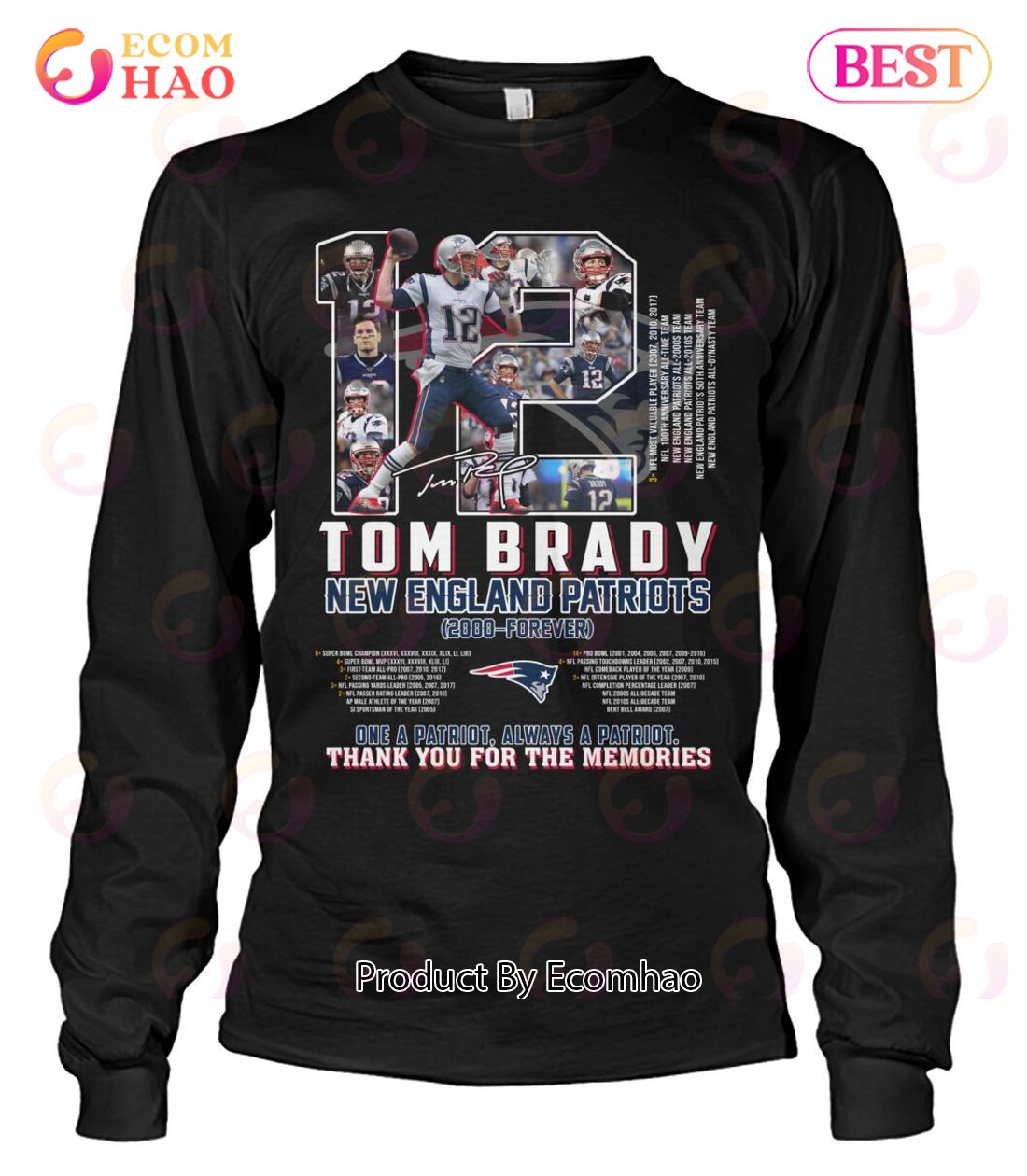 Tom Brady New England Patriots 2000 – Forever Thank You For The Memories T-Shirt