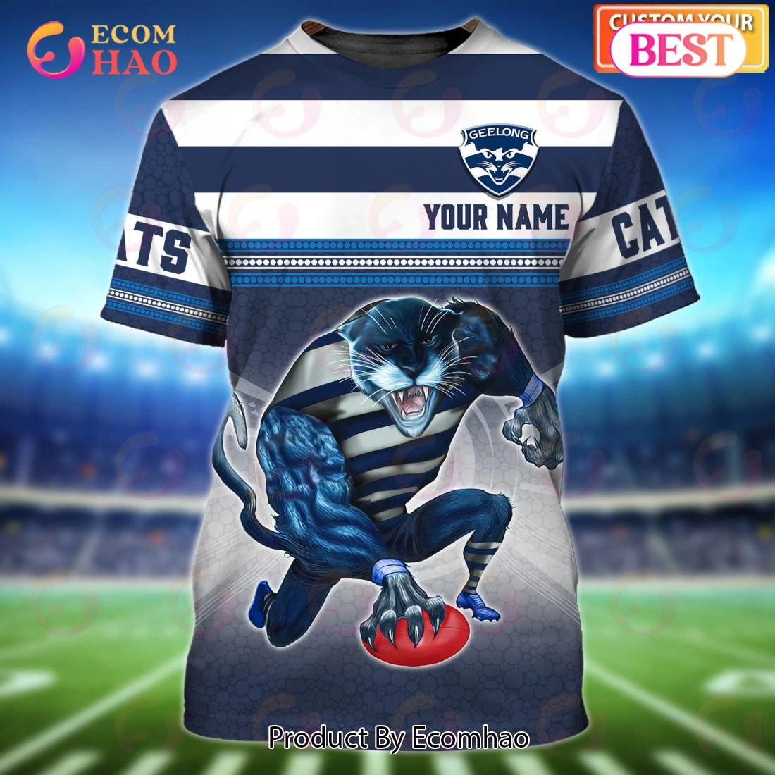 Cats Geelong Personalized Name 3D T-Shirt