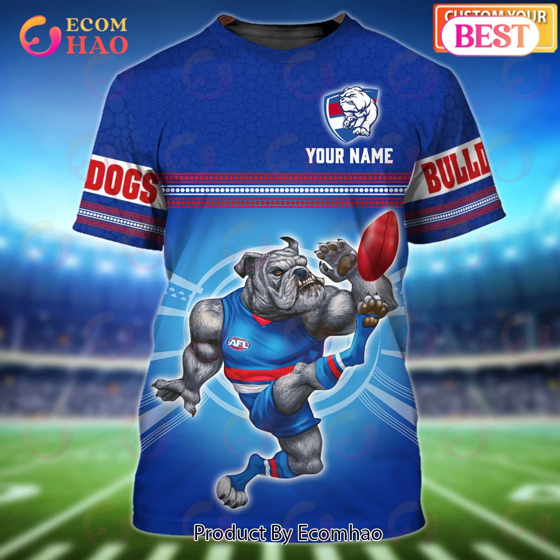 Western Bulldogs Personalized Name 3D T-Shirt