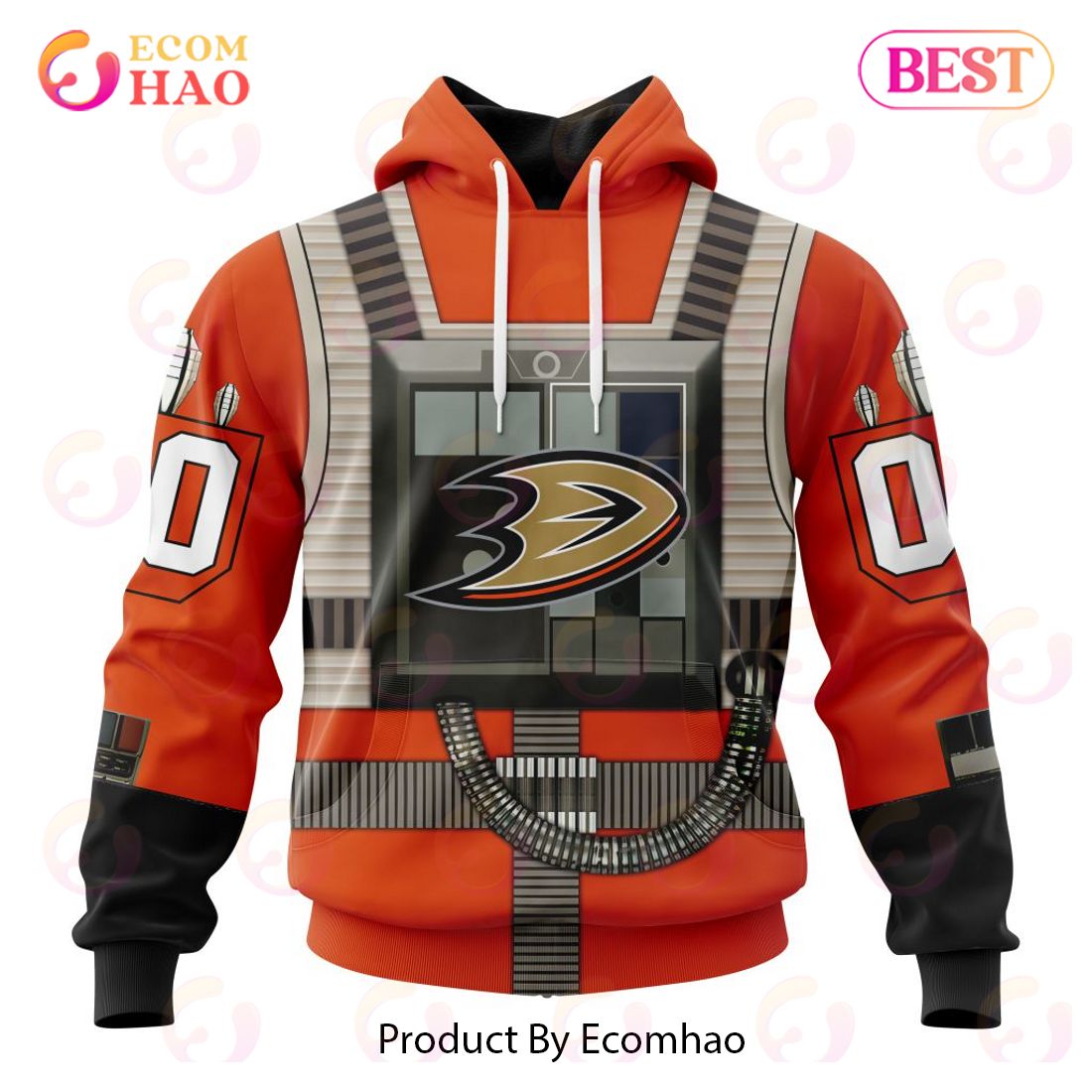 NHL Anaheim Ducks Star Wars Rebel Pilot Design 3D Hoodie