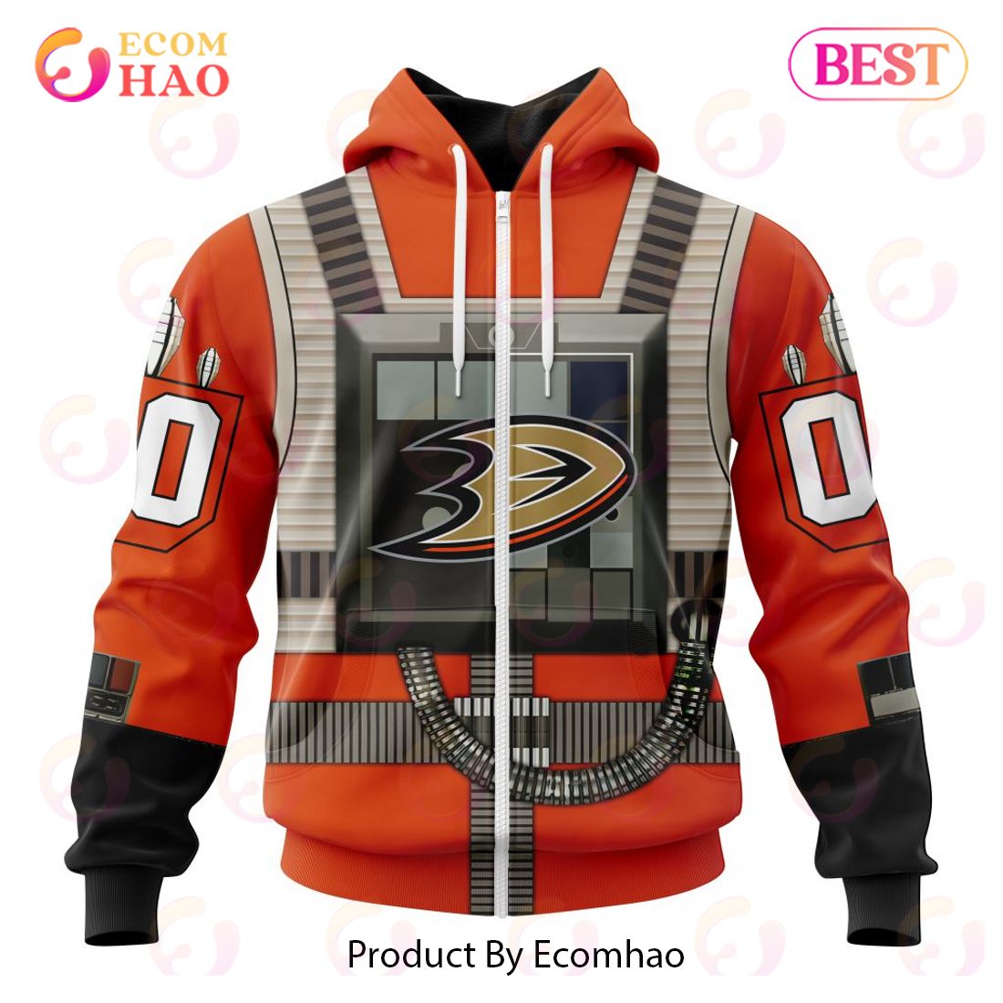 NHL Anaheim Ducks Star Wars Rebel Pilot Design 3D Hoodie