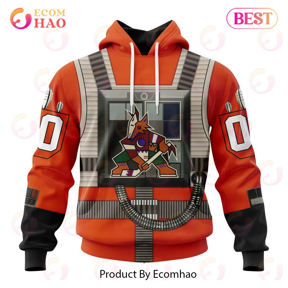 NHL Arizona Coyotes Star Wars Rebel Pilot Design 3D Hoodie