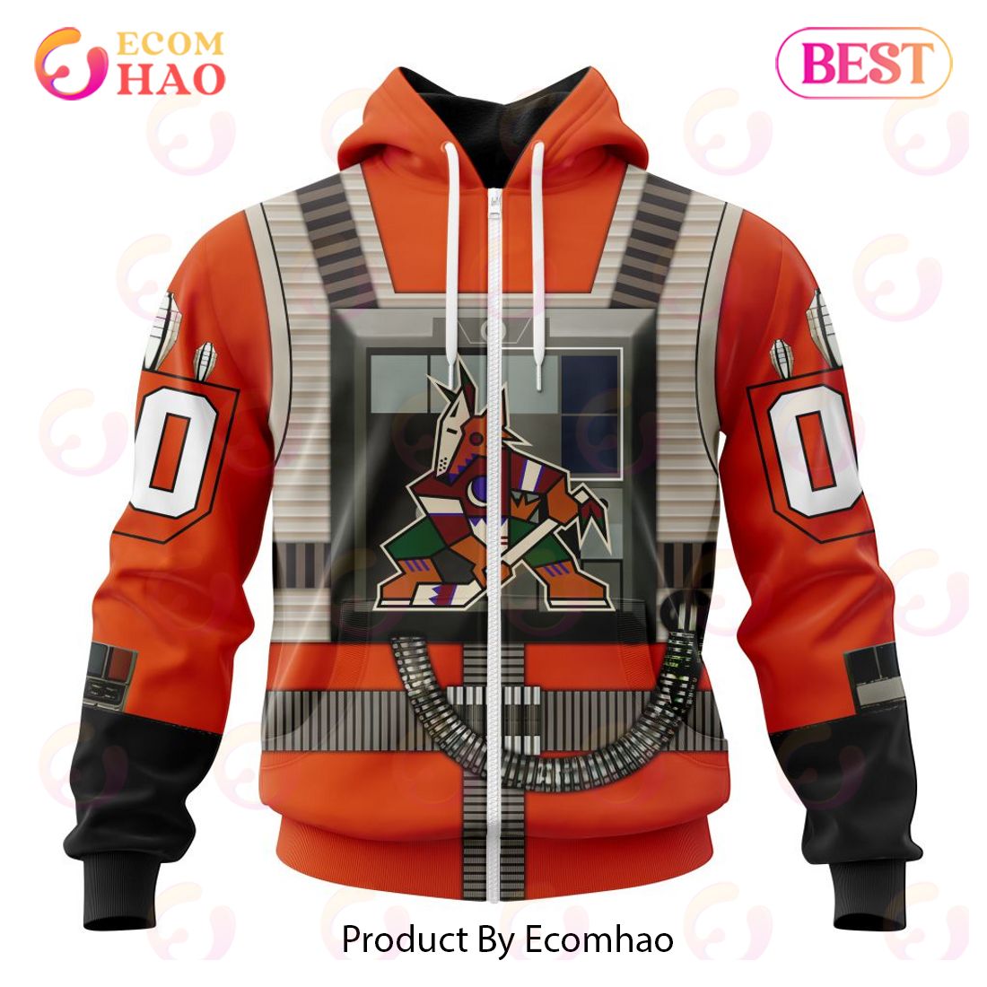 NHL Arizona Coyotes Star Wars Rebel Pilot Design 3D Hoodie