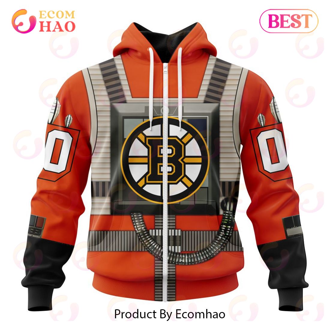 NHL Boston Bruins Star Wars Rebel Pilot Design 3D Hoodie