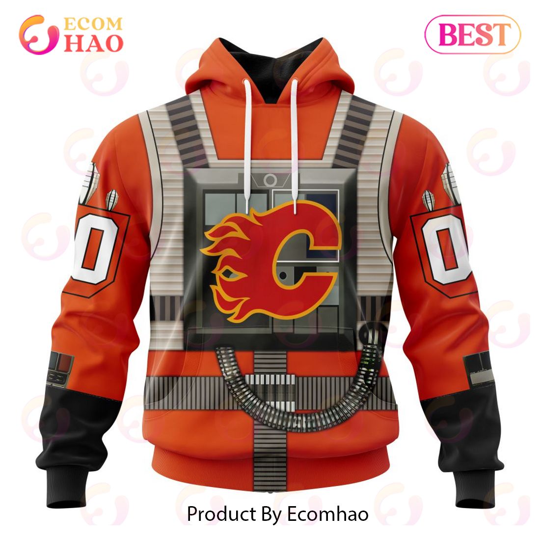 NHL Calgary Flames Star Wars Rebel Pilot Design 3D Hoodie