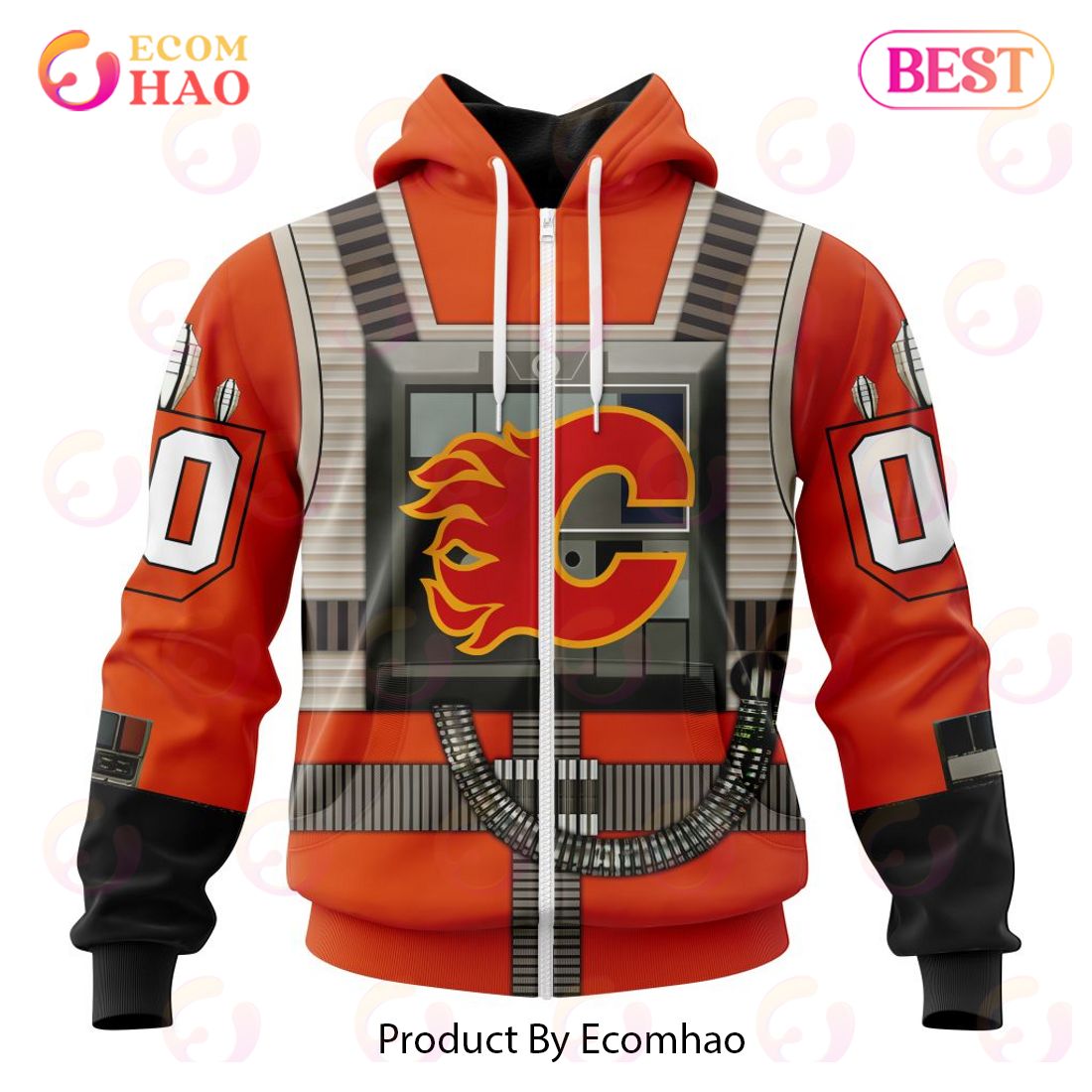 NHL Calgary Flames Star Wars Rebel Pilot Design 3D Hoodie