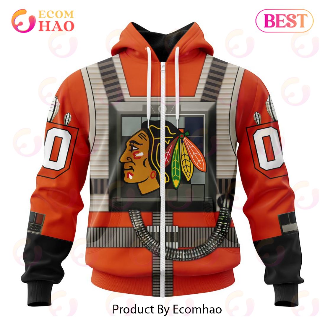 NHL Chicago Blackhawks Star Wars Rebel Pilot Design 3D Hoodie