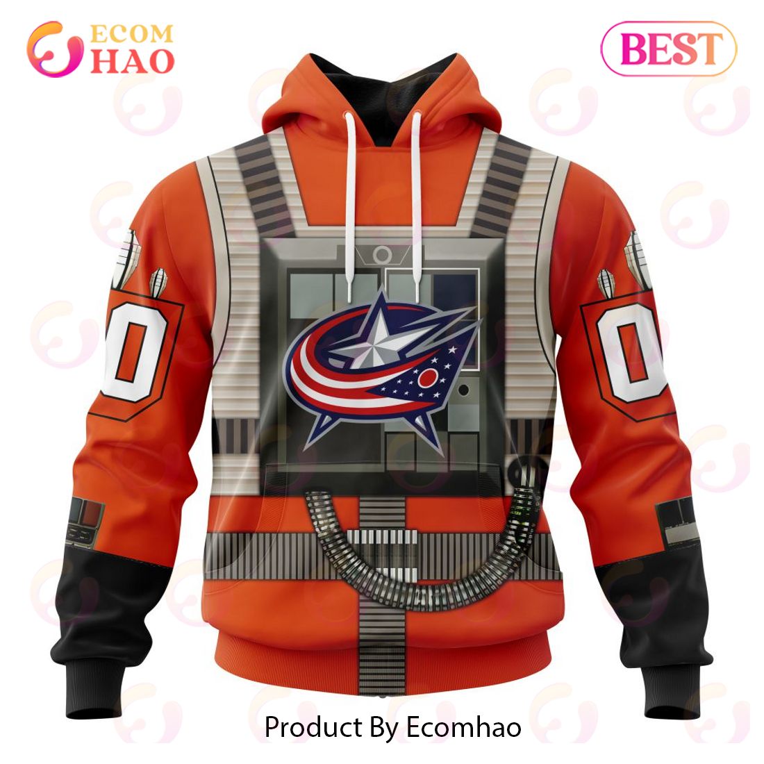 NHL Columbus Blue Jackets Star Wars Rebel Pilot Design 3D Hoodie