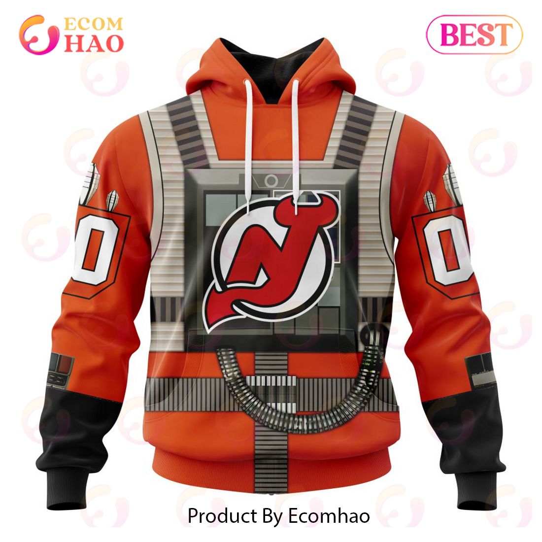 NHL New Jersey Devils Star Wars Rebel Pilot Design 3D Hoodie