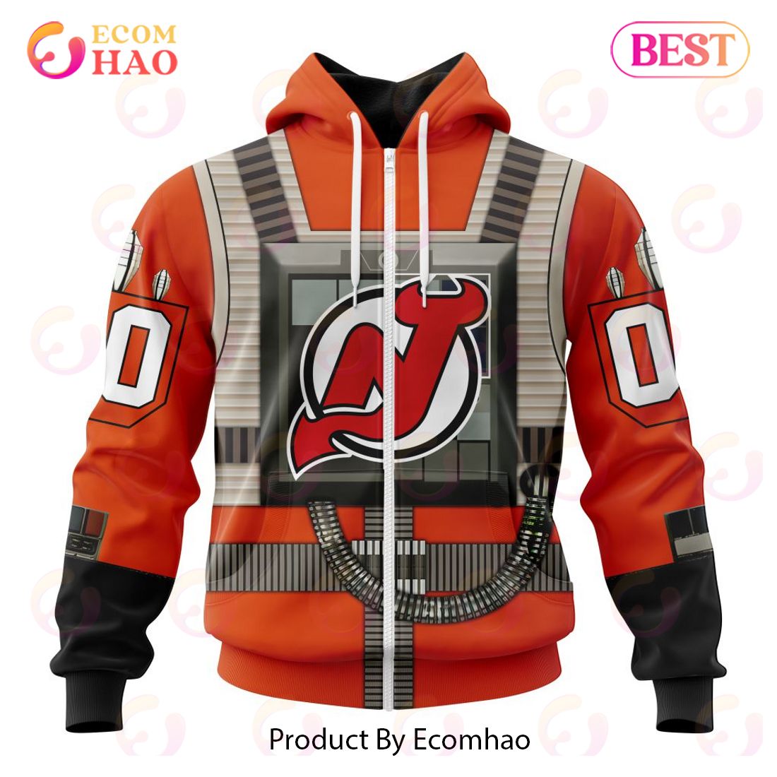 NHL New Jersey Devils Star Wars Rebel Pilot Design 3D Hoodie