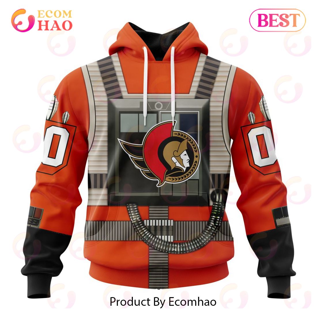 NHL Ottawa Senators Star Wars Rebel Pilot Design 3D Hoodie