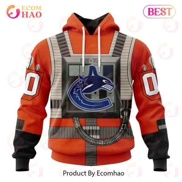 NHL Vancouver Canucks Star Wars Rebel Pilot Design 3D Hoodie
