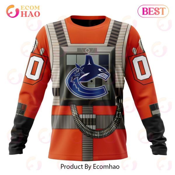 NHL Vancouver Canucks Star Wars Rebel Pilot Design 3D Hoodie