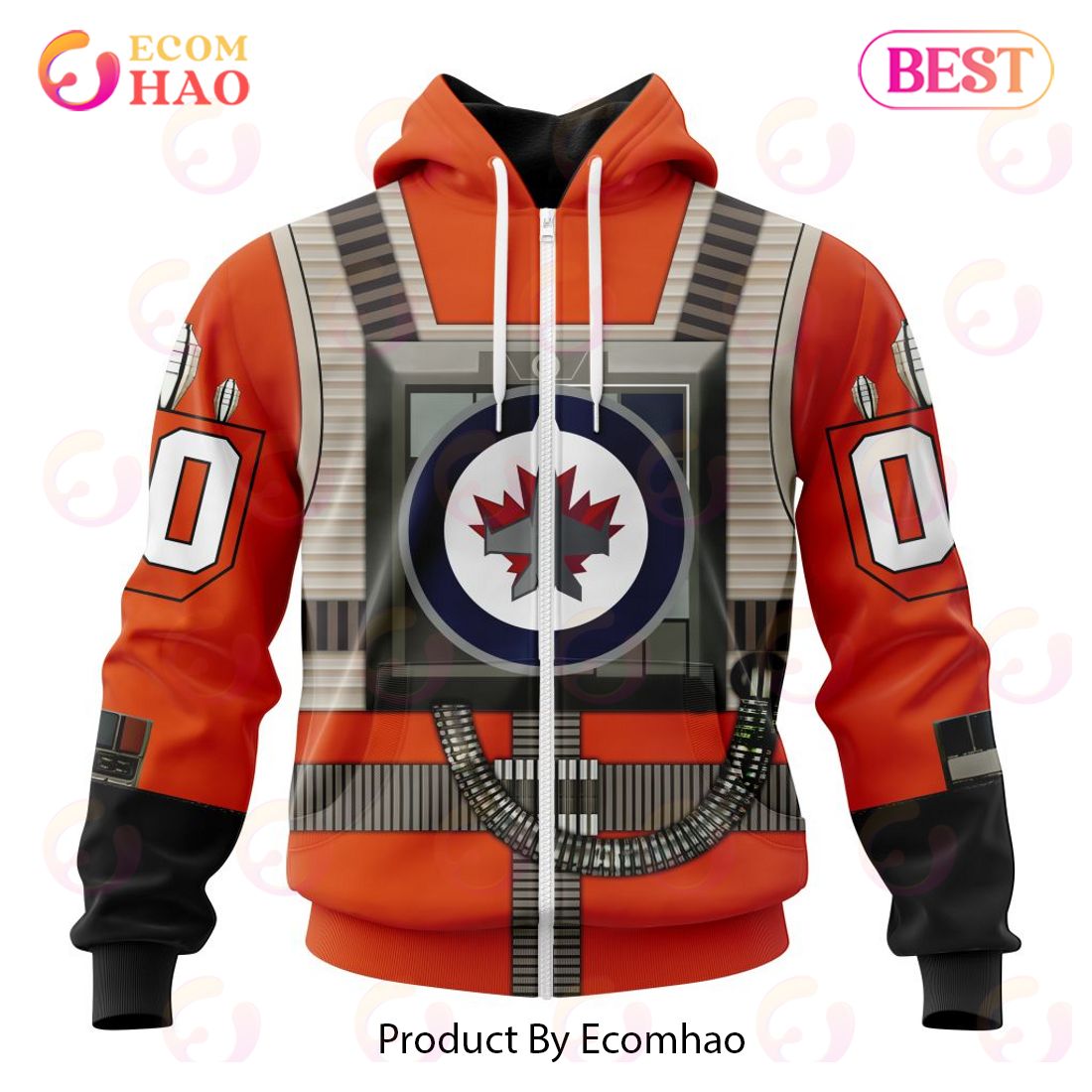 NHL Winnipeg Jets Star Wars Rebel Pilot Design 3D Hoodie