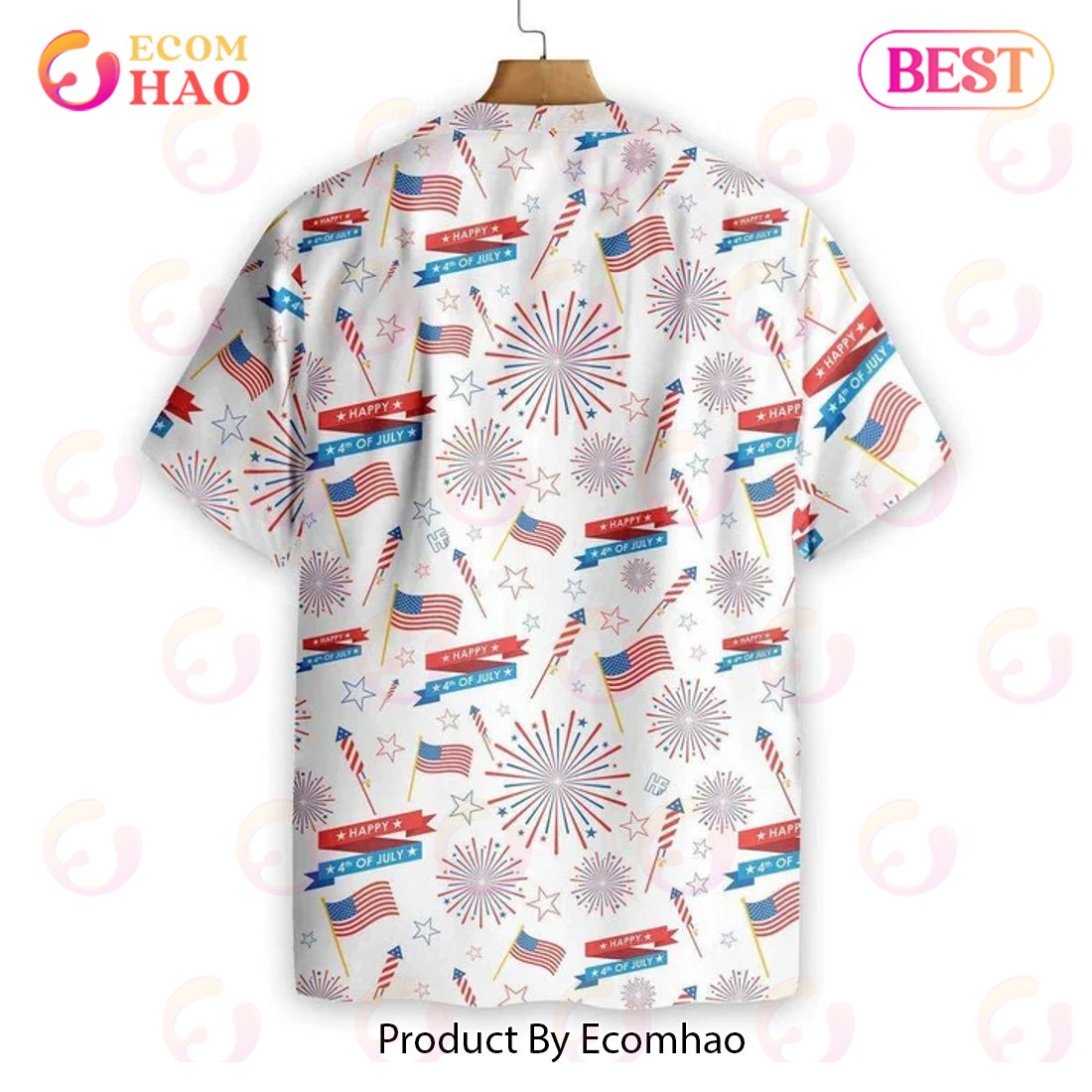 New 4th of july 3D Hawaiian Shirt, Aloha Shirt Flag On White Watercolor 3D Hawaiian Shirt, Aloha Shirt