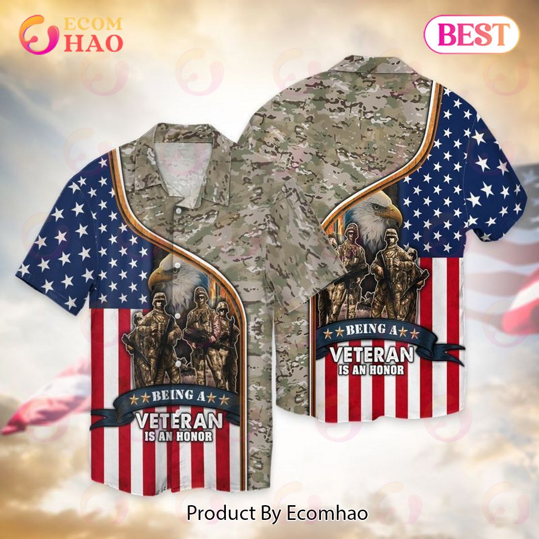 New 4th Of July Independence Day American Being A Veteran Is A Honor 3D Hawaiian Shirt, Aloha Shirt