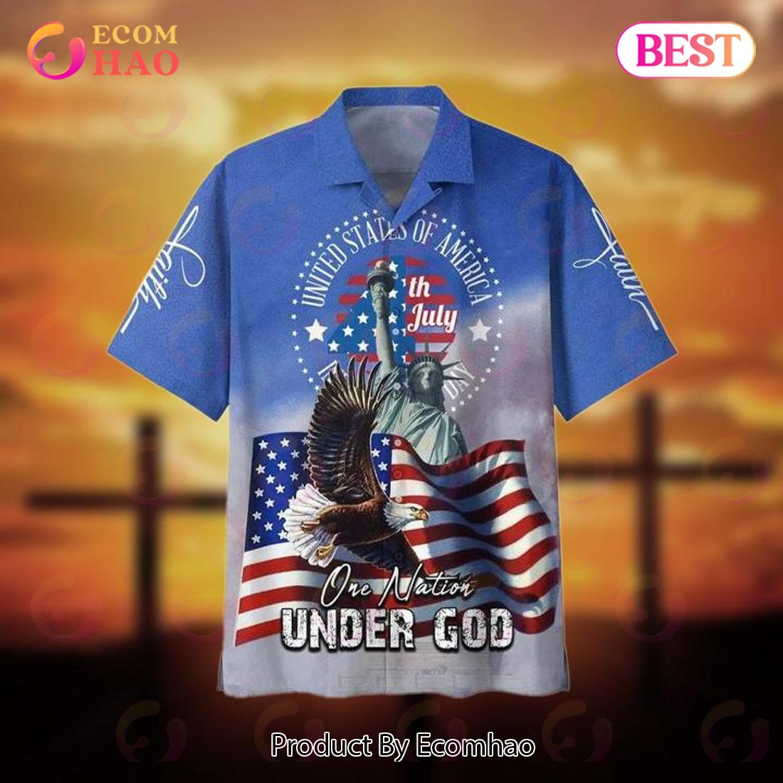 New 4th Of July One Nation Under God Independence Day 3D Hawaiian Shirt, Aloha Shirt