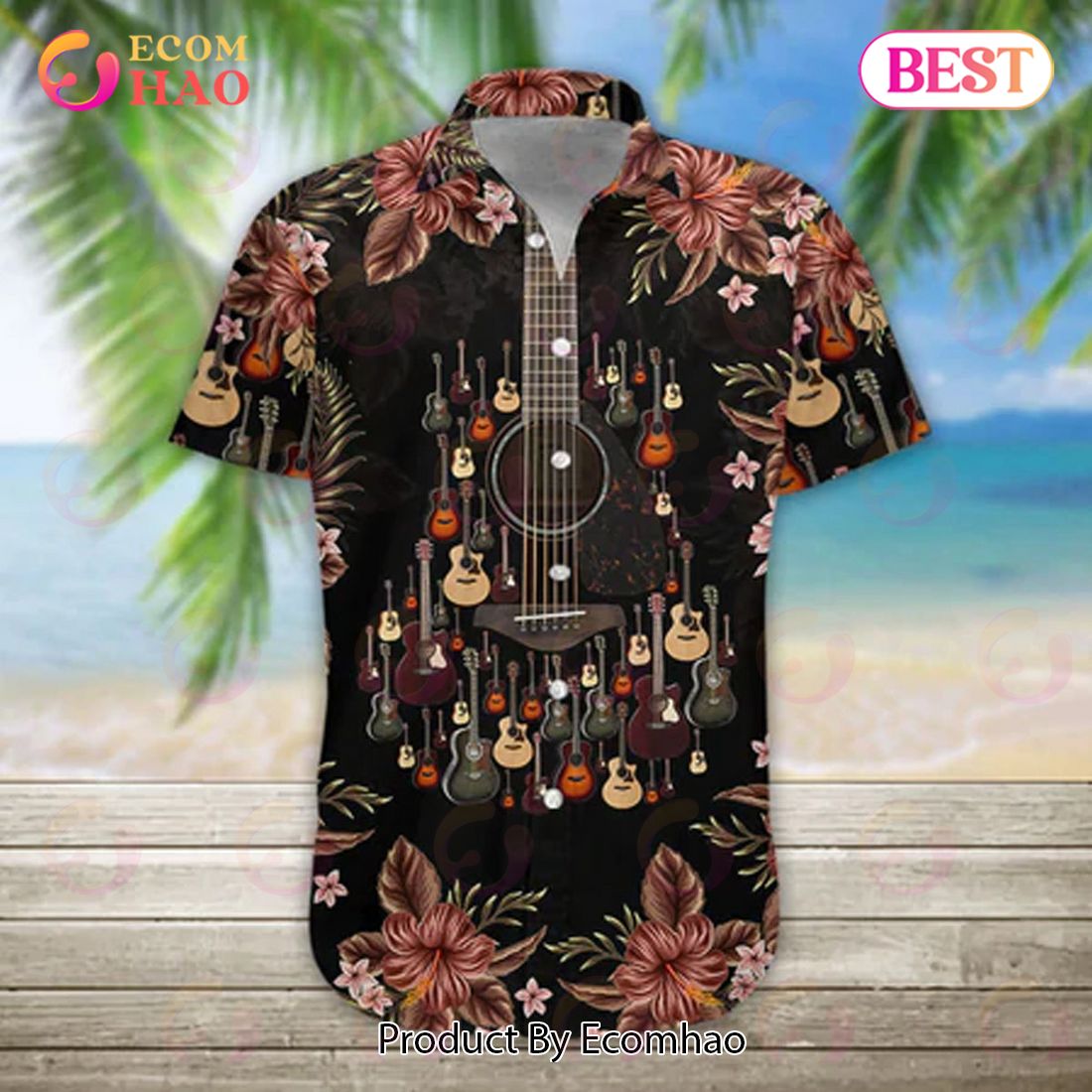 New Acoustic Guitar 3D Hawaiian Shirt, Aloha Shirt