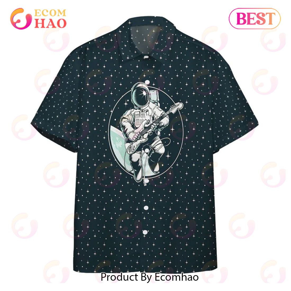 New Astronaut Playing Guitar Custom 3D Hawaiian Shirt, Aloha Shirt