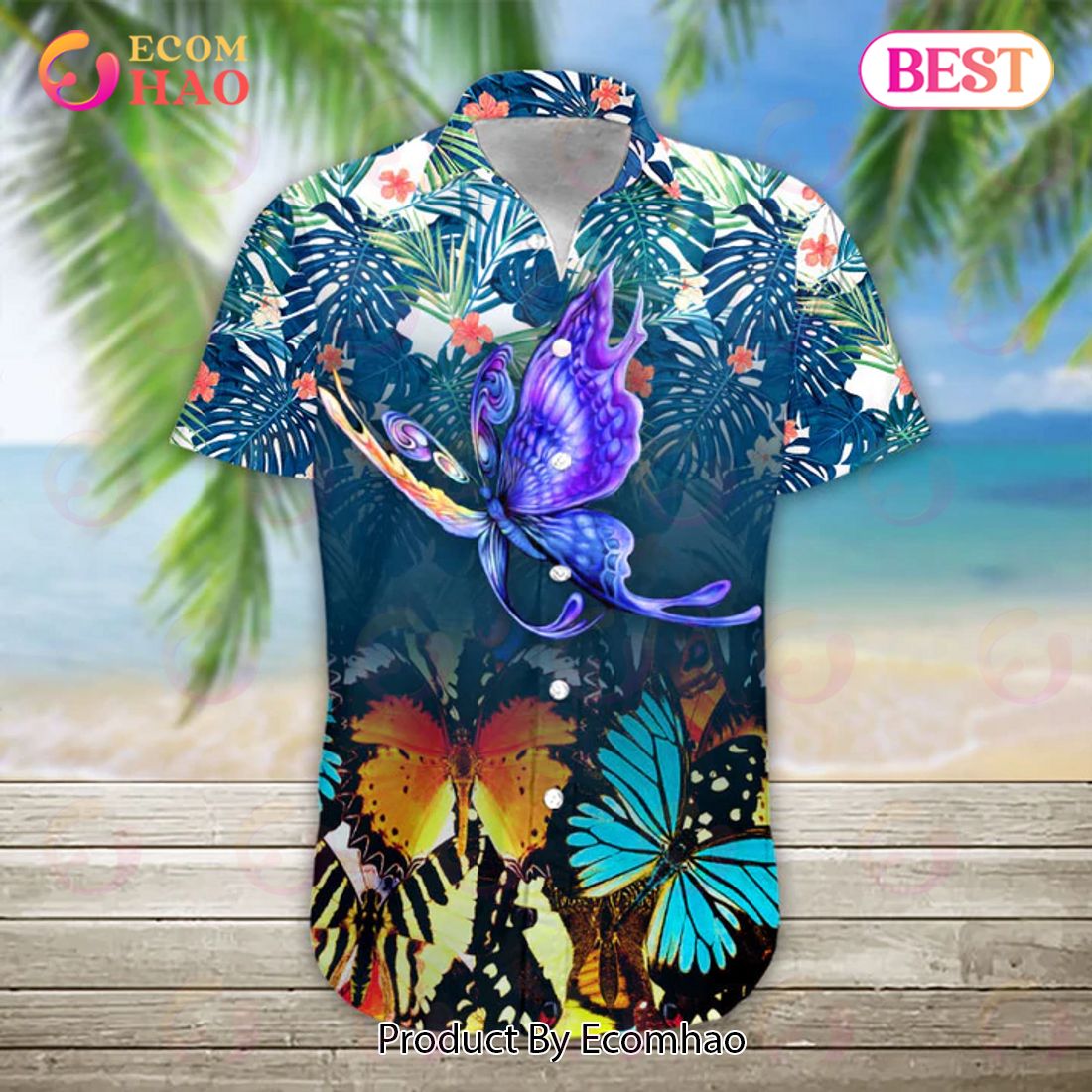 Butterfly Green Tropical Hawaiian Shirt For Men & Women HW6830_6356