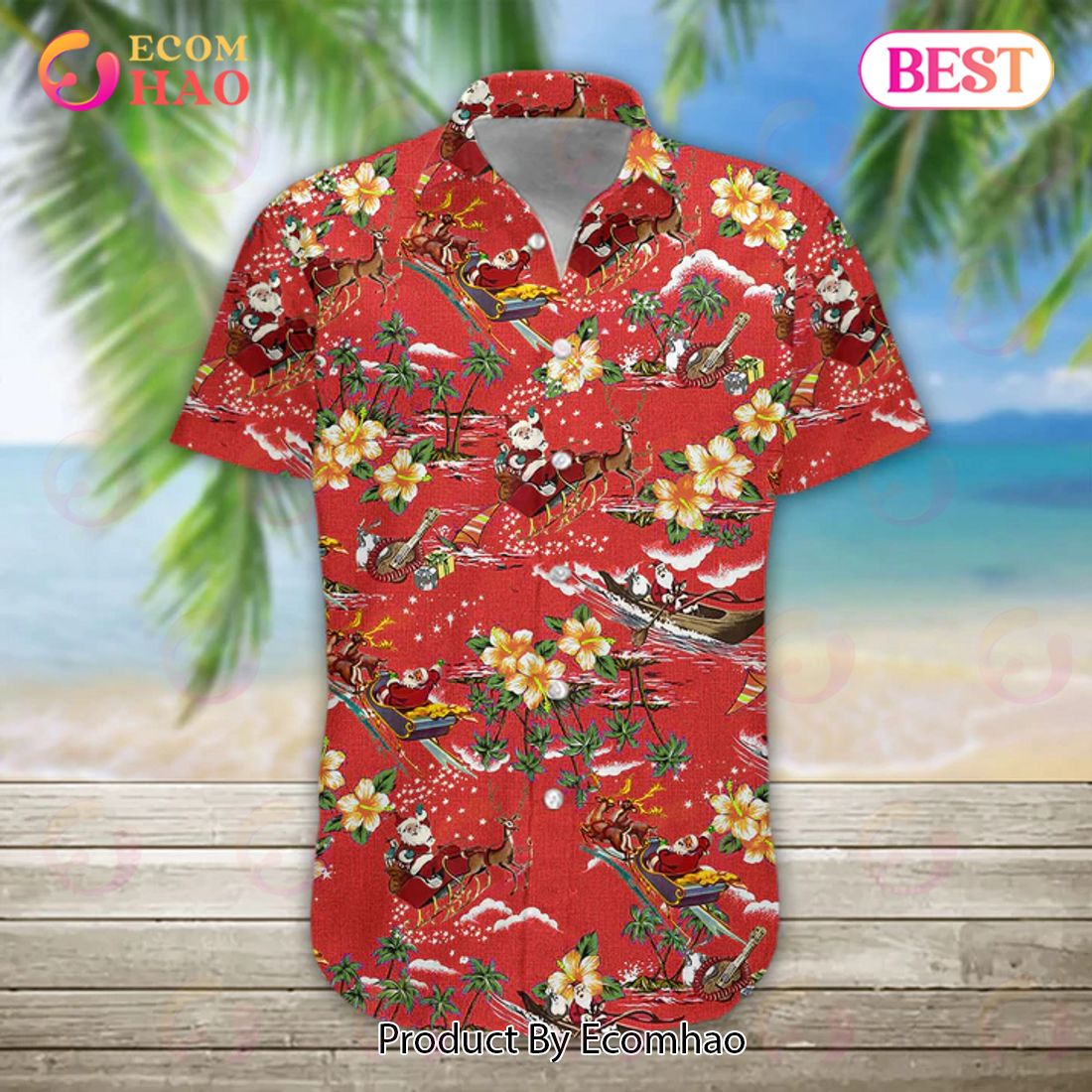 New Christmas Santa Casual Button Down 3D Hawaiian Shirt, Aloha Shirt