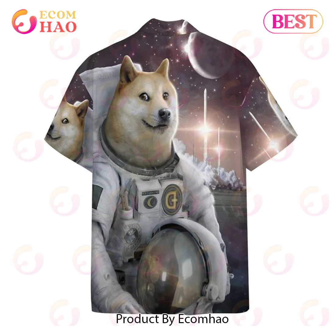 New Doge To The Moon Custom 3D Hawaiian Shirt, Aloha Shirt