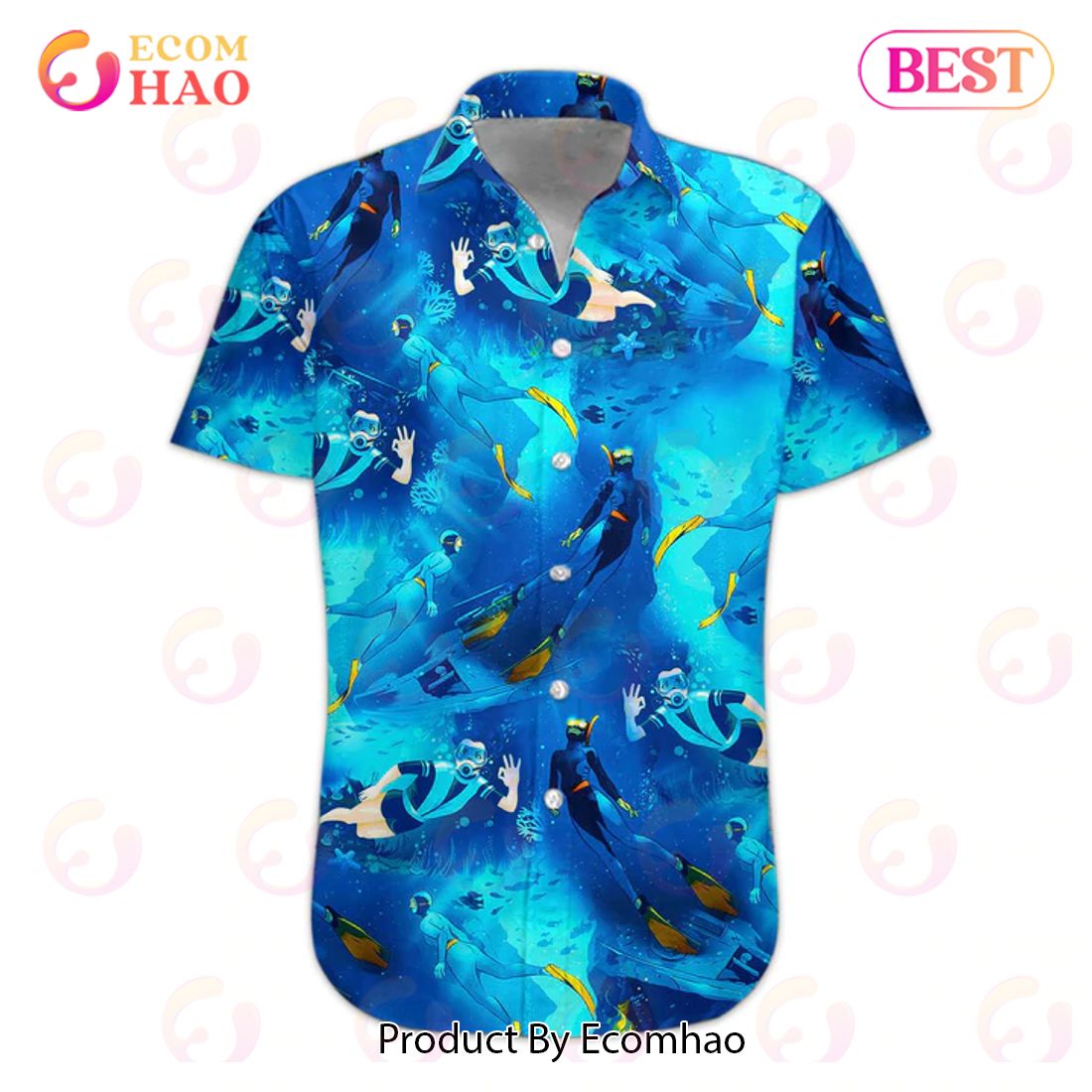 New Freediving 3D Hawaiian Shirt, Aloha Shirt