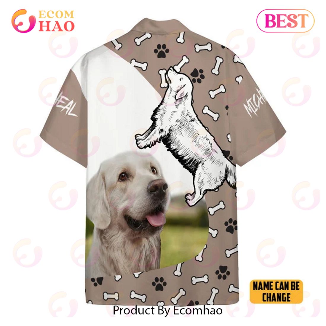 New Golden Retriever Dog Hawaii Custom 3D Hawaiian Shirt, Aloha Shirt