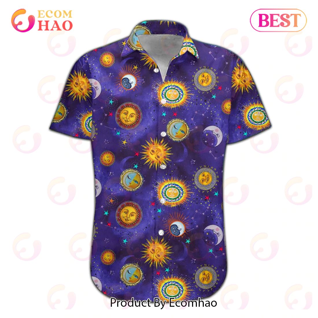 New Sun And Moon Hippie 3D Hawaiian Shirt, Aloha Shirt