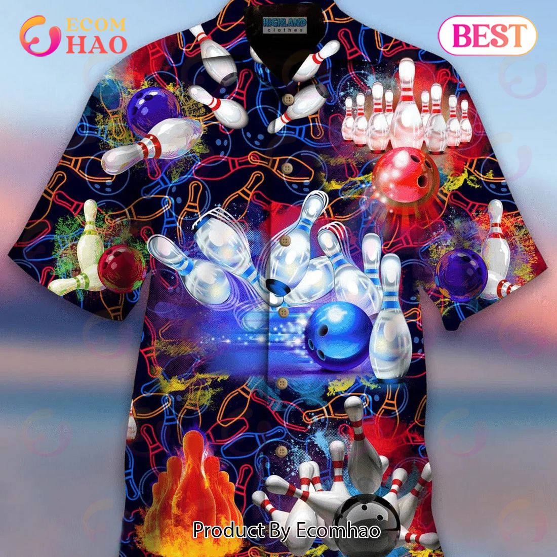 New The Fire Bowling Black 3D Hawaiian Shirt, Aloha Shirt