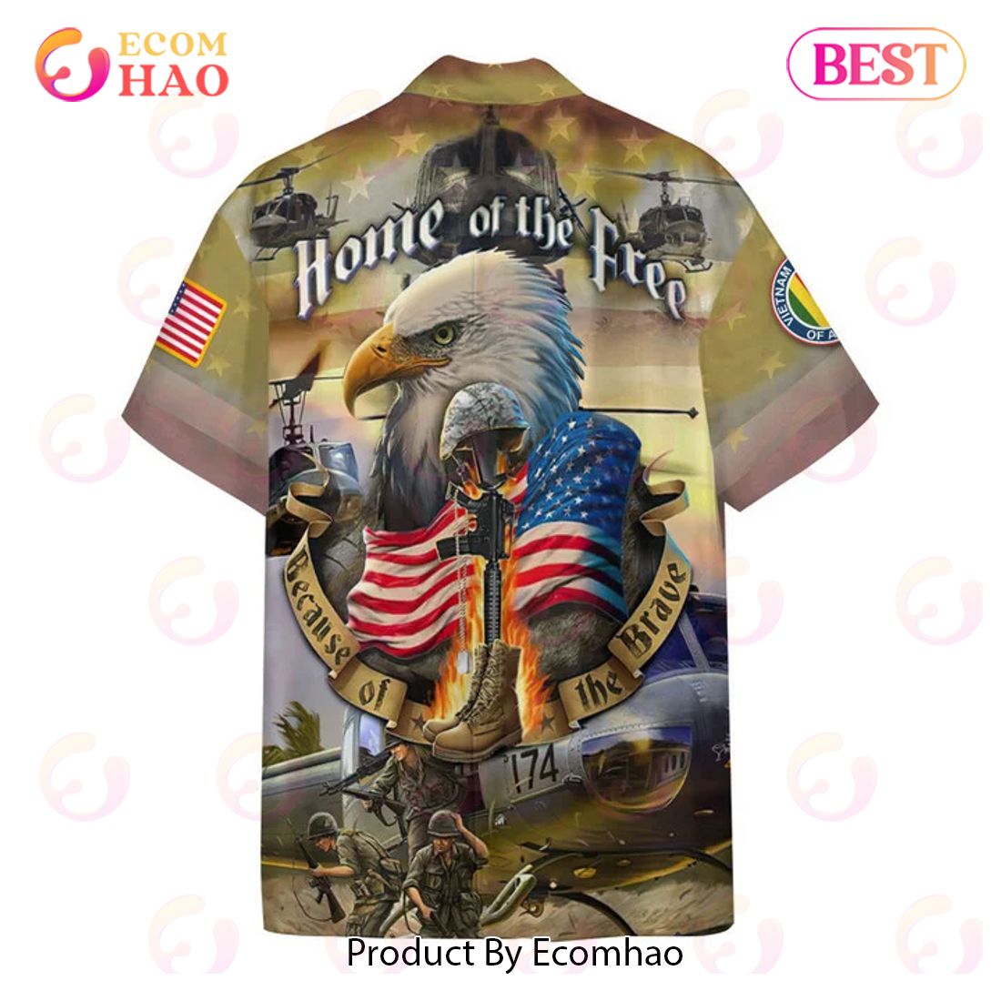 New Vietnam Veteran Home Of The Free Custom 3D Hawaiian Shirt, Aloha Shirt