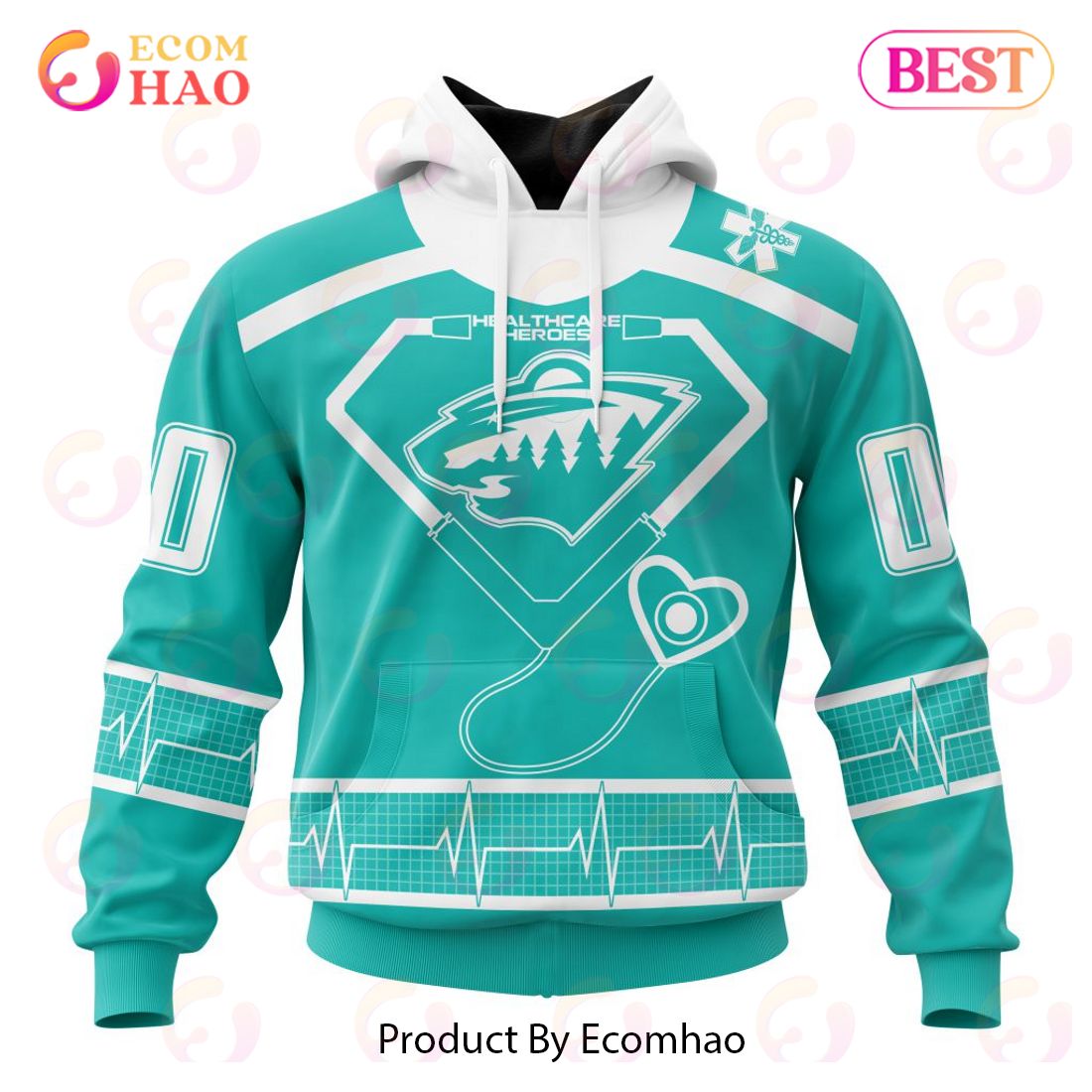 NHL Minnesota Wild Special Design Honoring Healthcare Heroes 3D Hoodie