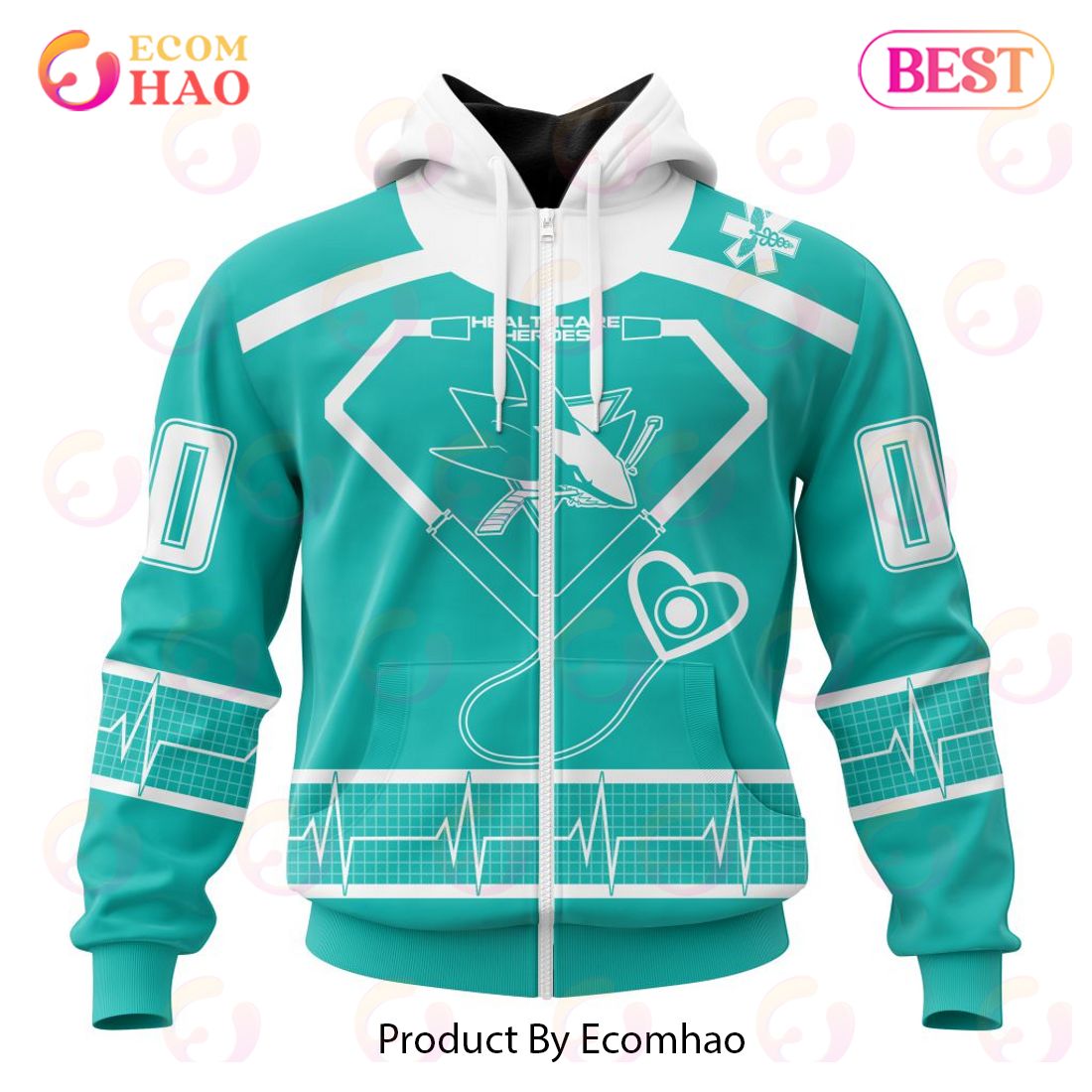 NHL San Jose Sharks Special Design Honoring Healthcare Heroes 3D Hoodie