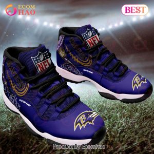 NFL Baltimore Ravens Personalized Custom Name Air Jordan 11 Sneaker, Shoes