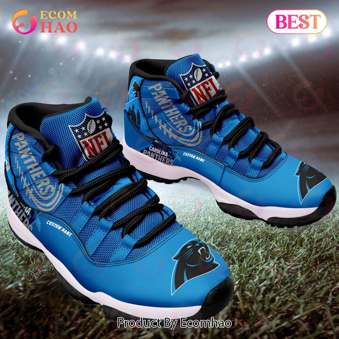 NFL Carolina Panthers Personalized Custom Name Air Jordan 11 Sneaker, Shoes