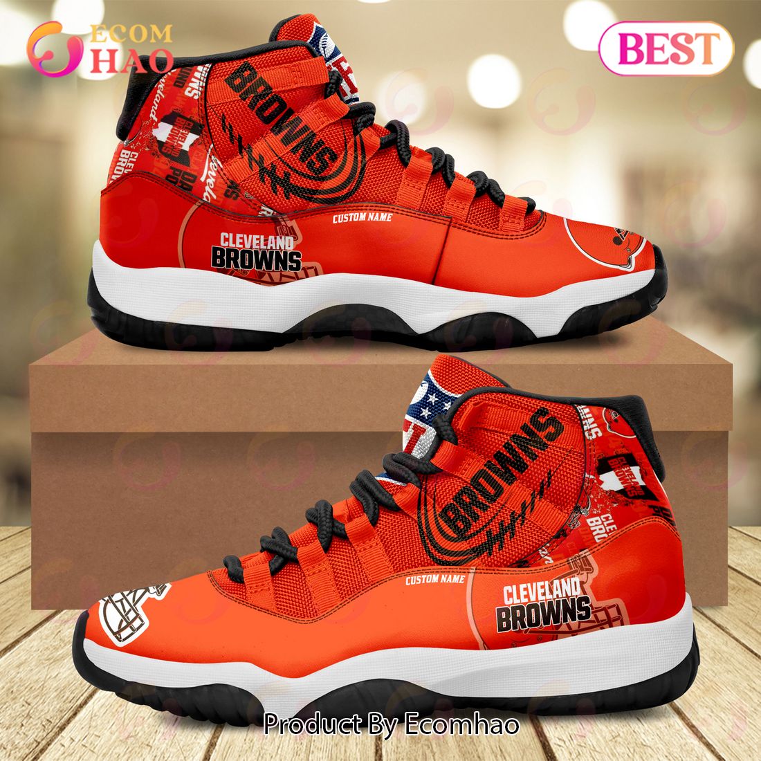 Cleveland Browns NFL Air Jordan 11 Shoes Sport Running Shoes For