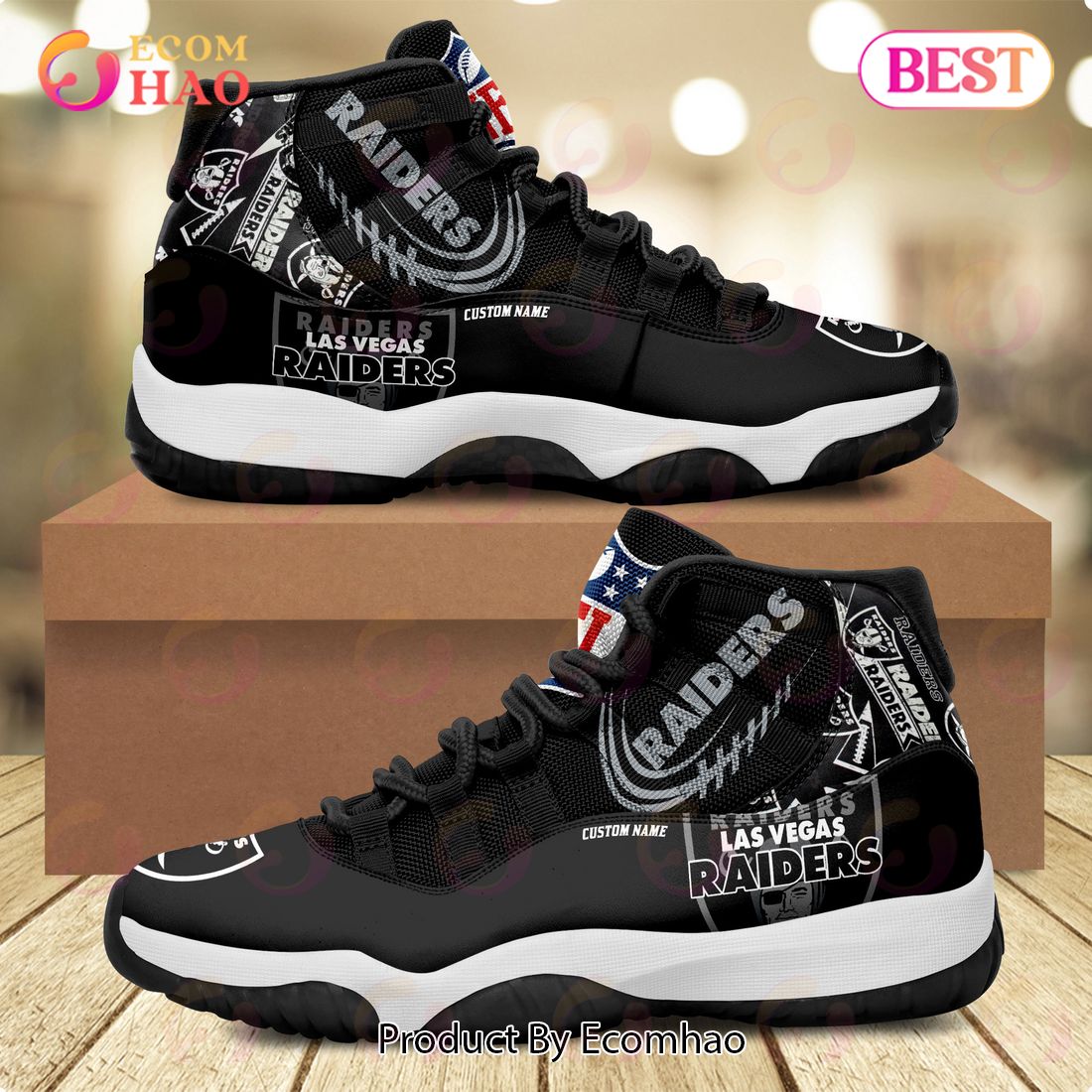 Football Sneakers Custom Name LV Raiders Sport Team Star Flag Air