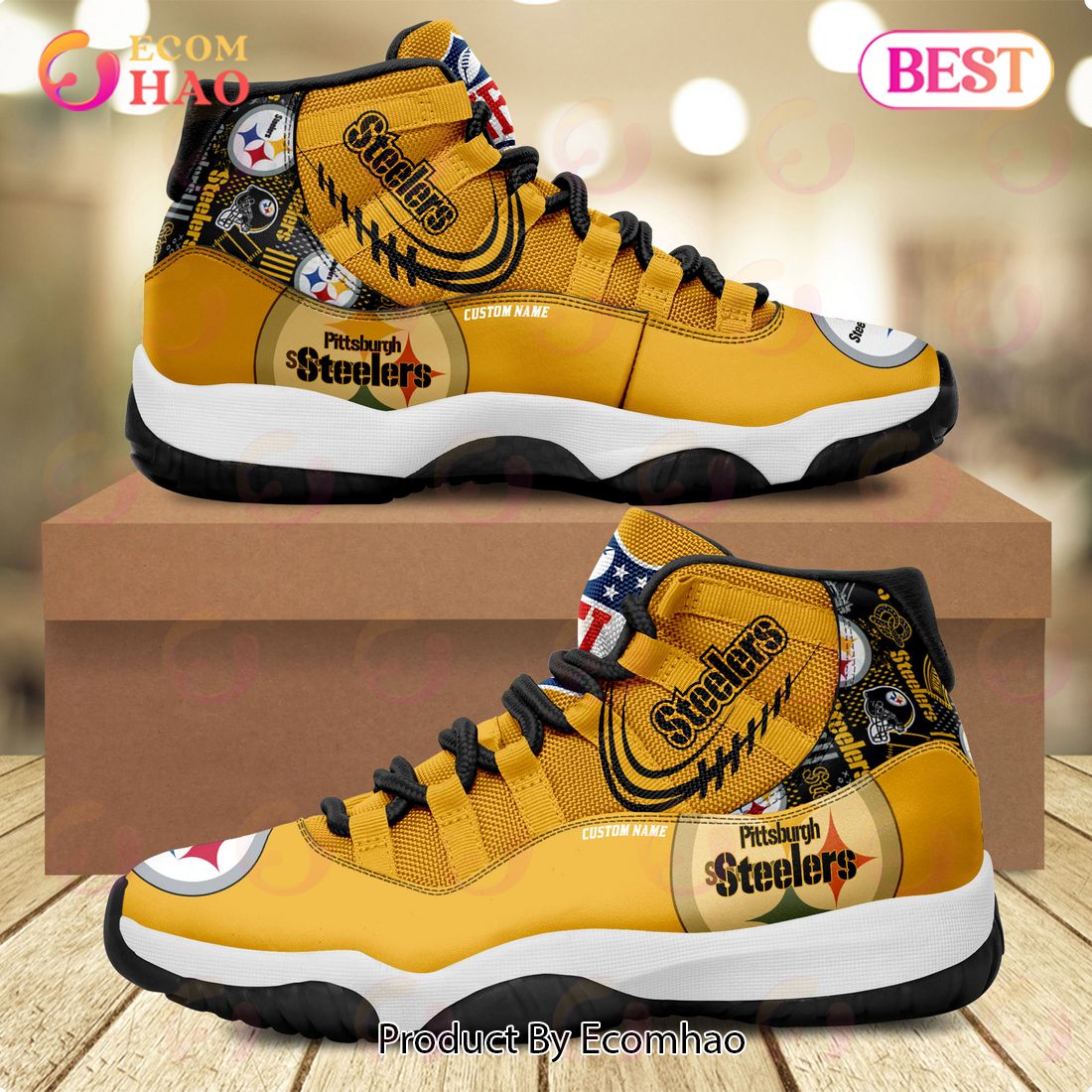 NFL Pittsburgh Steelers Football Team Air Jordan 11 Sneakers Shoes