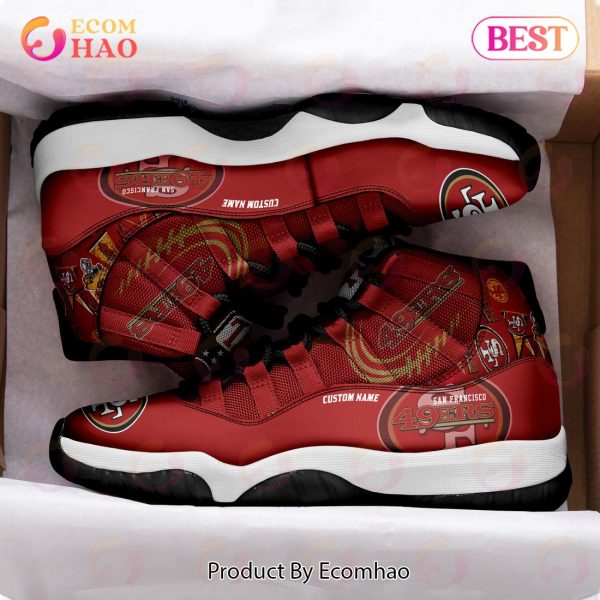 NFL San Francisco 49ers Personalized Custom Name Air Jordan 11 Sneaker, Shoes