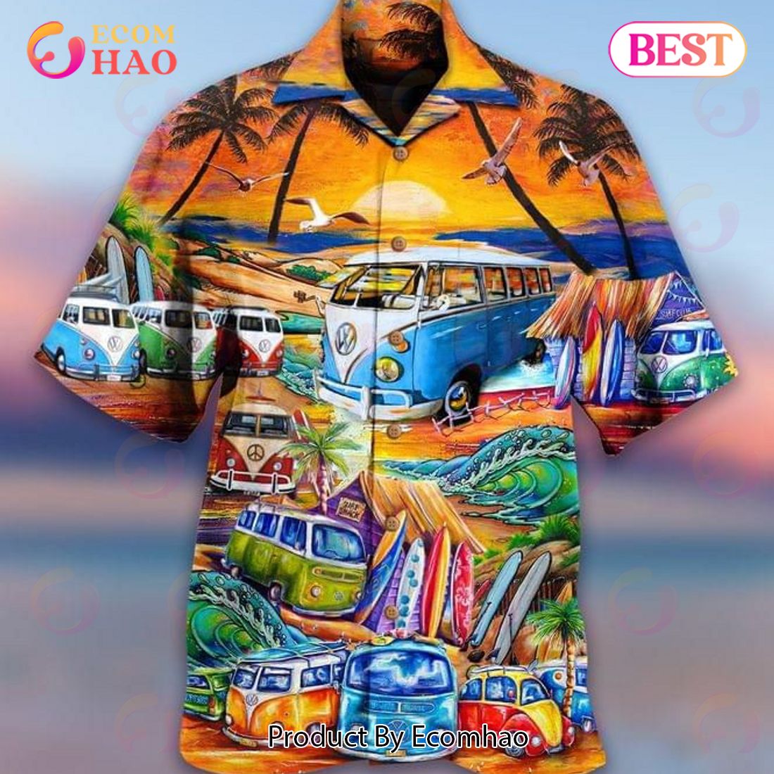 Love Peace In The Beach Print Hawaiian Shirt