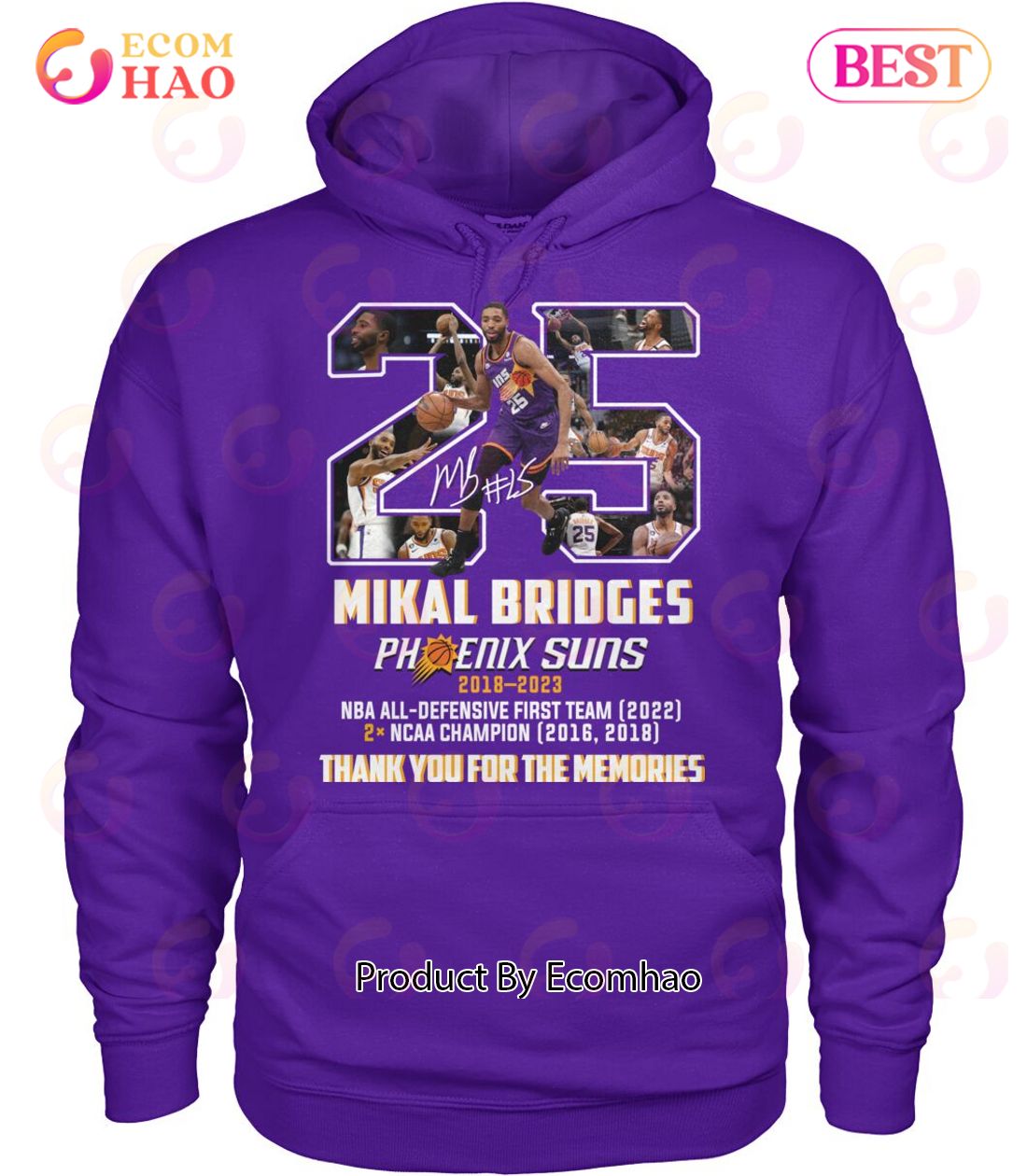 Mikal Bridges Phoenix Suns 2018 – 2023 Thank You For The Memories T-Shirt