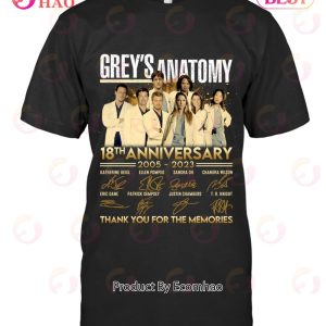 Thank You For The Memories Grey’s Anatomy 18th Anniversary 2005 – 2023 T-Shirt