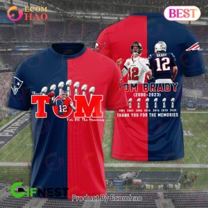 Tom Brady 23 Years 2000 – 2023 Thank You For The Memories 3D Apparels T-Shirt