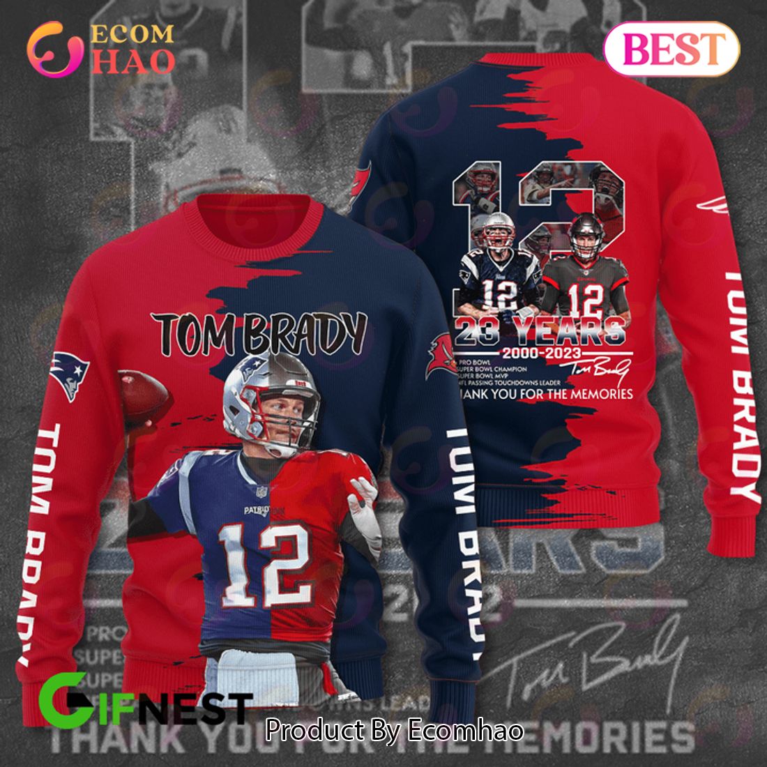 Tom Brady 2000 2023 thank you for the memories signatures shirt - Store T- shirt Shopping Online