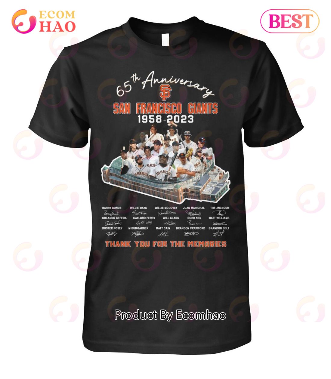 San Francisco Giants 65th Anniversary 1958 – 2023 Thank You For The Memories T-Shirt