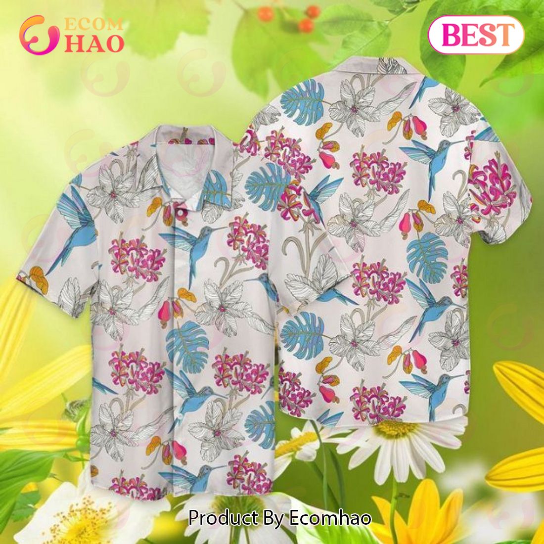 Memorial Day Wildflowers Hummingbird Hawaiian Shirt