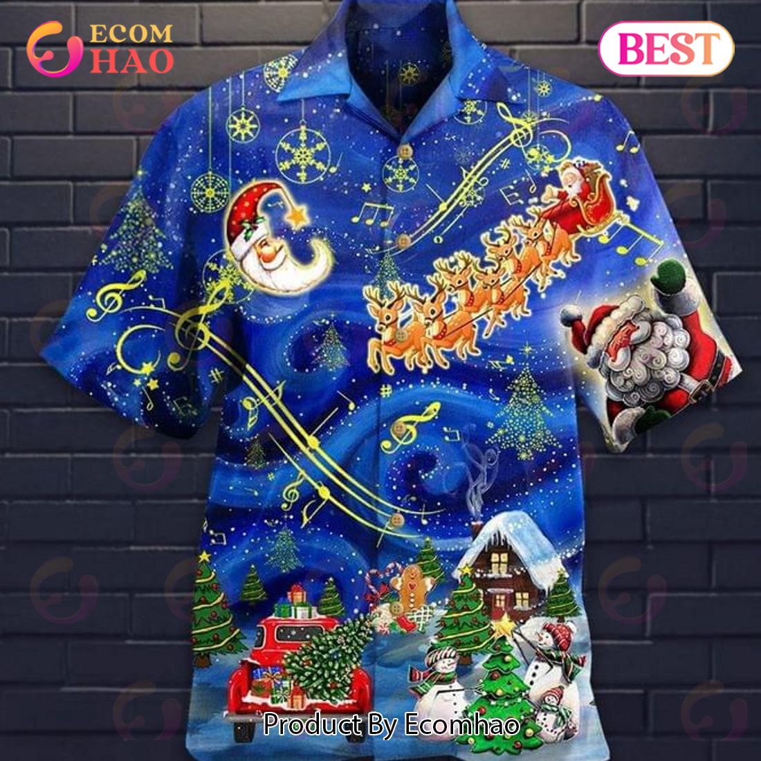 Merry Christmas Print Hawaiian Shirt