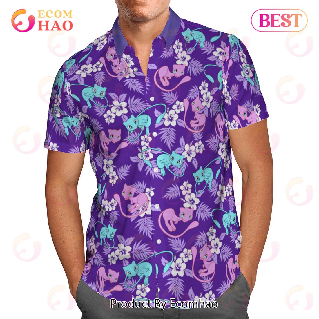 Mew Tropical Beach Pokemon Hawaiian Shirt