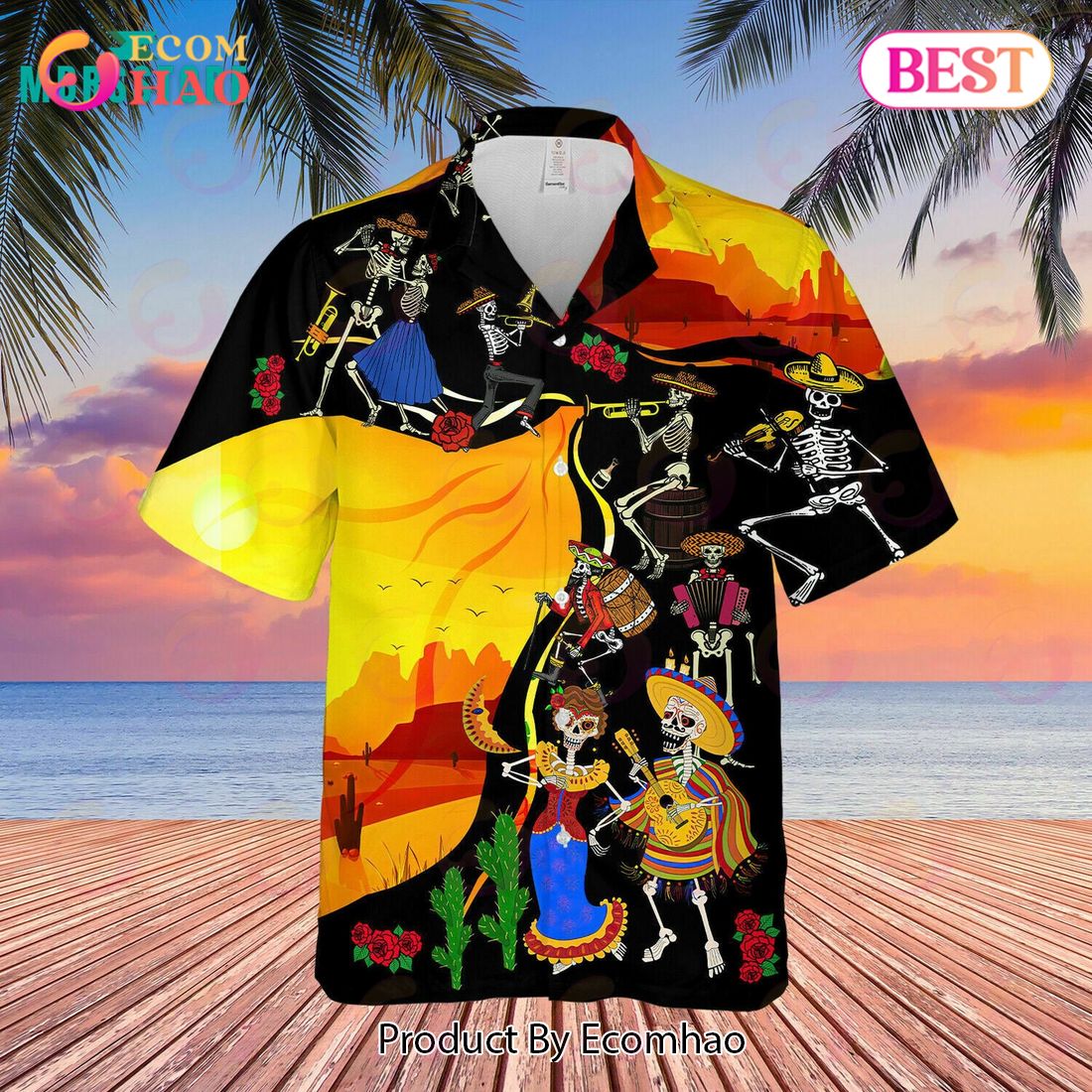 Mexican Day Of The Dead Summer Beach Vacation Hawaiian Shirt