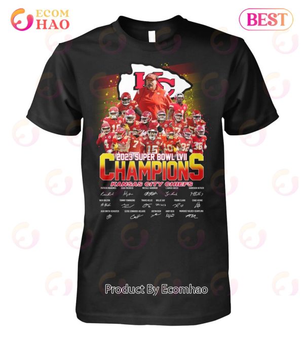 2023 Super Bowl LVII Champions Kansas City Chiefs Signature T-Shirt
